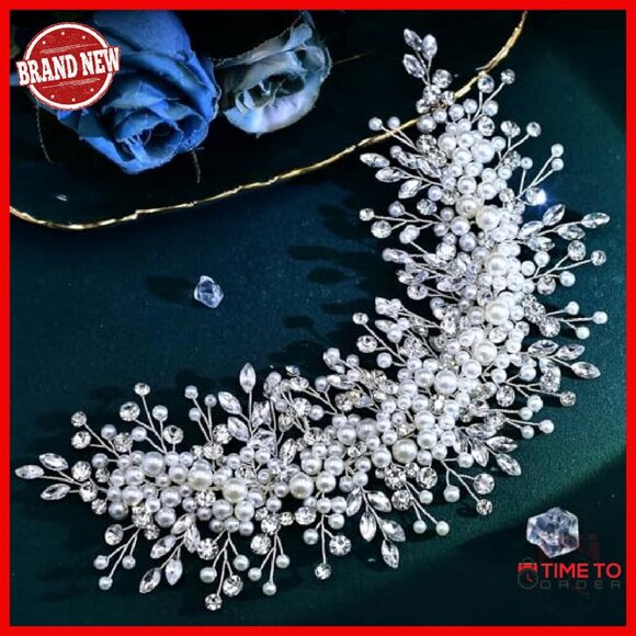 Pearl Rhinestone Bridal Headpiece Wedding Headband Elegant Statement main image 5